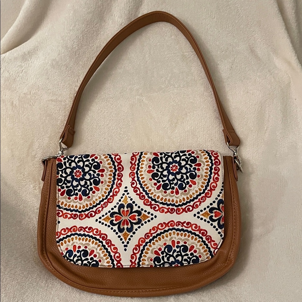 NWOT Thirty-One Brown and Multicolor Shoulder Women's Bag‎ with changeable flap